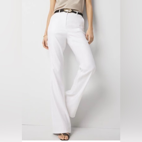 White House Black Market Pants - White House Black Market Cream Flare Pants with Patch Pockets
